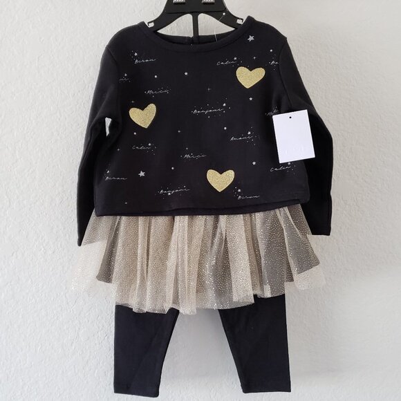 NWT BCGB Girls 2-piece (Glittery Graphic Top and Tulle Skirt Leggings)- Size 18M - Picture 4 of 6
